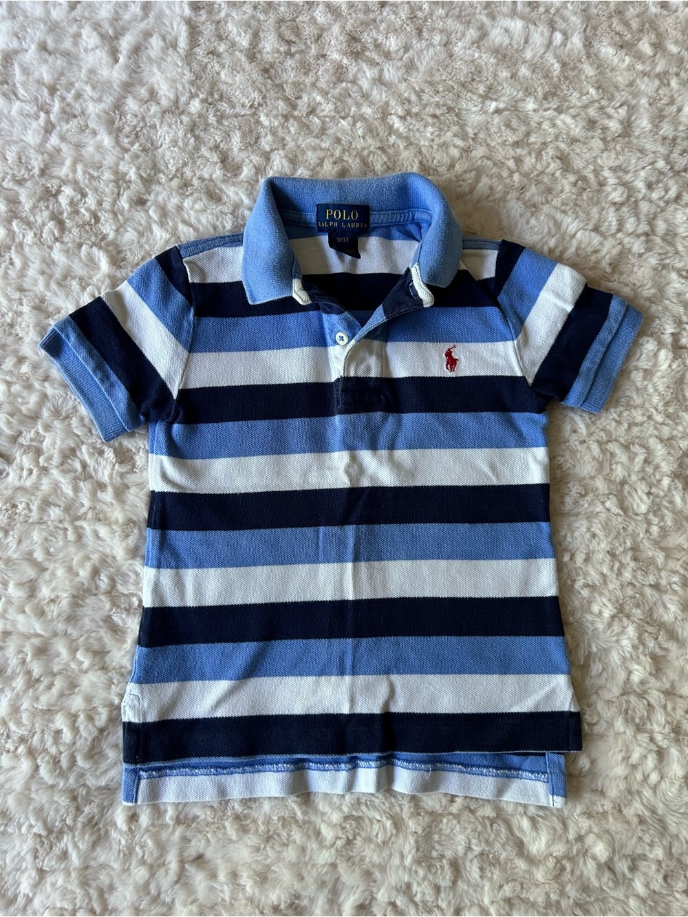 Polo by Ralph Lauren Boys Light Blue, Navy & White Striped Polo